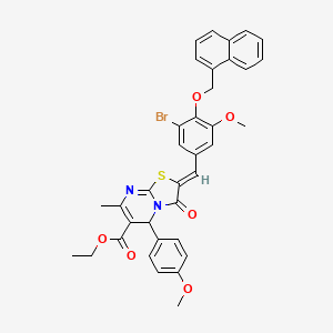molecular formula C36H31BrN2O6S B3880643 Ethyl (2Z)-2-({3-bromo-5-methoxy-4-[(naphthalen-1-YL)methoxy]phenyl}methylidene)-5-(4-methoxyphenyl)-7-methyl-3-oxo-2H,3H,5H-[1,3]thiazolo[3,2-A]pyrimidine-6-carboxylate 