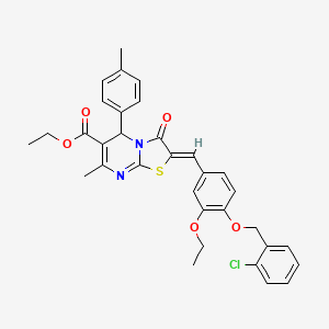 molecular formula C33H31ClN2O5S B3880698 ethyl (2Z)-2-[[4-[(2-chlorophenyl)methoxy]-3-ethoxyphenyl]methylidene]-7-methyl-5-(4-methylphenyl)-3-oxo-5H-[1,3]thiazolo[3,2-a]pyrimidine-6-carboxylate 