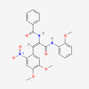 molecular formula C25H23N3O7 B3880723 N-[(E)-1-(4,5-dimethoxy-2-nitrophenyl)-3-(2-methoxyanilino)-3-oxoprop-1-en-2-yl]benzamide 