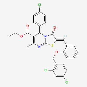 molecular formula C30H23Cl3N2O4S B3880835 ethyl (2Z)-5-(4-chlorophenyl)-2-[[2-[(2,4-dichlorophenyl)methoxy]phenyl]methylidene]-7-methyl-3-oxo-5H-[1,3]thiazolo[3,2-a]pyrimidine-6-carboxylate 