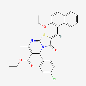 molecular formula C29H25ClN2O4S B3880838 ethyl (2Z)-5-(4-chlorophenyl)-2-[(2-ethoxynaphthalen-1-yl)methylidene]-7-methyl-3-oxo-2,3-dihydro-5H-[1,3]thiazolo[3,2-a]pyrimidine-6-carboxylate 