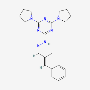 molecular formula C21H27N7 B3880848 N-[(Z)-[(E)-2-methyl-3-phenylprop-2-enylidene]amino]-4,6-dipyrrolidin-1-yl-1,3,5-triazin-2-amine 