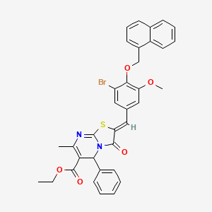 molecular formula C35H29BrN2O5S B3880858 Ethyl (2Z)-2-({3-bromo-5-methoxy-4-[(naphthalen-1-YL)methoxy]phenyl}methylidene)-7-methyl-3-oxo-5-phenyl-2H,3H,5H-[1,3]thiazolo[3,2-A]pyrimidine-6-carboxylate 