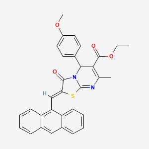 molecular formula C32H26N2O4S B3880904 ETHYL (2Z)-2-[(ANTHRACEN-9-YL)METHYLIDENE]-5-(4-METHOXYPHENYL)-7-METHYL-3-OXO-2H,3H,5H-[1,3]THIAZOLO[3,2-A]PYRIMIDINE-6-CARBOXYLATE 