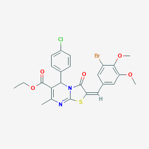 molecular formula C25H22BrClN2O5S B388103 ethyl 2-(3-bromo-4,5-dimethoxybenzylidene)-5-(4-chlorophenyl)-7-methyl-3-oxo-2,3-dihydro-5H-[1,3]thiazolo[3,2-a]pyrimidine-6-carboxylate 