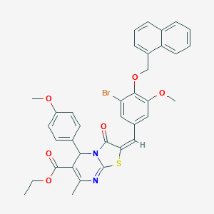molecular formula C36H31BrN2O6S B388133 ethyl 2-[3-bromo-5-methoxy-4-(1-naphthylmethoxy)benzylidene]-5-(4-methoxyphenyl)-7-methyl-3-oxo-2,3-dihydro-5H-[1,3]thiazolo[3,2-a]pyrimidine-6-carboxylate 
