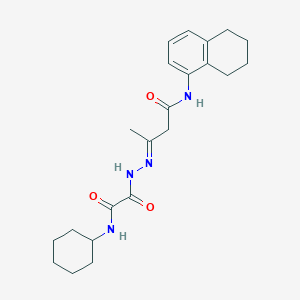 molecular formula C22H30N4O3 B3881420 N-cyclohexyl-N'-[(E)-[4-oxo-4-(5,6,7,8-tetrahydronaphthalen-1-ylamino)butan-2-ylidene]amino]oxamide 