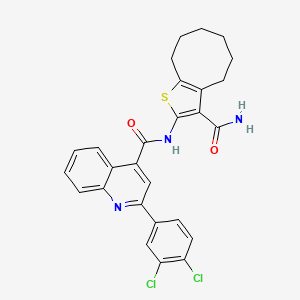 molecular formula C27H23Cl2N3O2S B3881775 N-(3-carbamoyl-4,5,6,7,8,9-hexahydrocycloocta[b]thiophen-2-yl)-2-(3,4-dichlorophenyl)quinoline-4-carboxamide CAS No. 5694-15-5