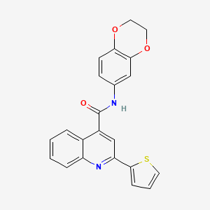 molecular formula C22H16N2O3S B3881841 N-(2,3-dihydro-1,4-benzodioxin-6-yl)-2-(thiophen-2-yl)quinoline-4-carboxamide CAS No. 5695-29-4