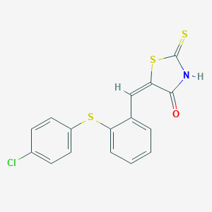 molecular formula C16H10ClNOS3 B388186 (5E)-5-{2-[(4-chlorophenyl)sulfanyl]benzylidene}-2-thioxo-1,3-thiazolidin-4-one 