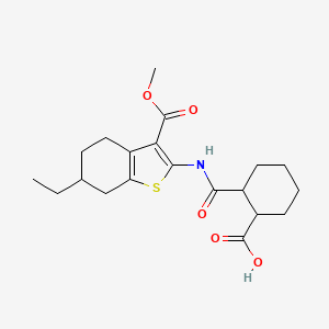 molecular formula C20H27NO5S B3881899 benzo[b]thiophene-3-carboxylic acid, 2-[[(2-carboxycyclohexyl)carbonyl]amino]-6-ethyl-4,5,6,7-tetrahydro-, 3-methyl ester 
