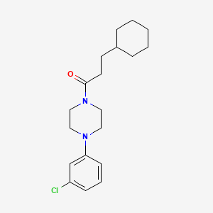 molecular formula C19H27ClN2O B3881946 1-[4-(3-CHLOROPHENYL)PIPERAZINO]-3-CYCLOHEXYL-1-PROPANONE 