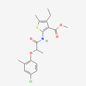 molecular formula C19H22ClNO4S B3882024 Methyl 2-{[2-(4-chloro-2-methylphenoxy)propanoyl]amino}-4-ethyl-5-methylthiophene-3-carboxylate 