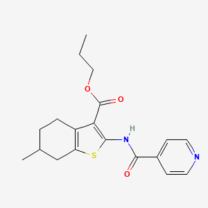molecular formula C19H22N2O3S B3882101 Propyl 6-methyl-2-[(pyridin-4-ylcarbonyl)amino]-4,5,6,7-tetrahydro-1-benzothiophene-3-carboxylate 