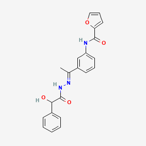 molecular formula C21H19N3O4 B3882143 N-{3-[(1E)-1-{2-[hydroxy(phenyl)acetyl]hydrazinylidene}ethyl]phenyl}furan-2-carboxamide 