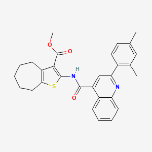 molecular formula C29H28N2O3S B3882203 methyl 2-({[2-(2,4-dimethylphenyl)quinolin-4-yl]carbonyl}amino)-5,6,7,8-tetrahydro-4H-cyclohepta[b]thiophene-3-carboxylate CAS No. 5701-99-5