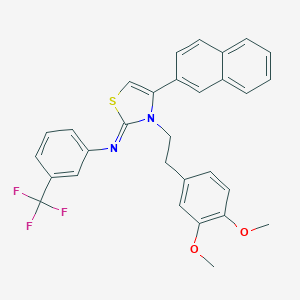 molecular formula C30H25F3N2O2S B388222 (2Z)-3-[2-(3,4-DIMETHOXYPHENYL)ETHYL]-4-(NAPHTHALEN-2-YL)-N-[3-(TRIFLUOROMETHYL)PHENYL]-2,3-DIHYDRO-1,3-THIAZOL-2-IMINE 