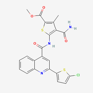 molecular formula C22H16ClN3O4S2 B3882229 methyl 4-(aminocarbonyl)-5-({[2-(5-chloro-2-thienyl)-4-quinolinyl]carbonyl}amino)-3-methyl-2-thiophenecarboxylate 
