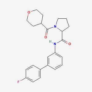 molecular formula C23H25FN2O3 B3882234 N-(4'-fluoro-3-biphenylyl)-1-(tetrahydro-2H-pyran-4-ylcarbonyl)prolinamide 