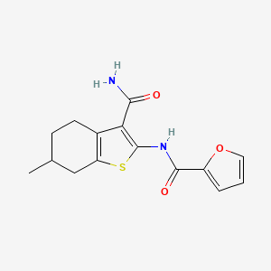 molecular formula C15H16N2O3S B3882241 N-(3-CARBAMOYL-6-METHYL-4,5,6,7-TETRAHYDRO-1-BENZOTHIOPHEN-2-YL)-2-FURAMIDE 