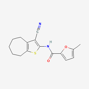 molecular formula C16H16N2O2S B3882259 N-{3-CYANO-4H5H6H7H8H-CYCLOHEPTA[B]THIOPHEN-2-YL}-5-METHYLFURAN-2-CARBOXAMIDE 