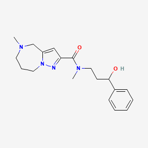 molecular formula C19H26N4O2 B3882298 N-(3-hydroxy-3-phenylpropyl)-N,5-dimethyl-5,6,7,8-tetrahydro-4H-pyrazolo[1,5-a][1,4]diazepine-2-carboxamide 