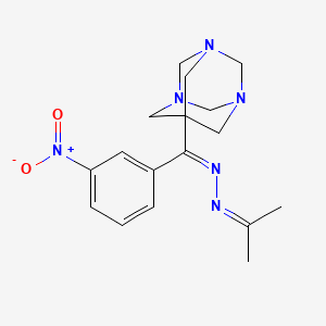 molecular formula C17H22N6O2 B3882357 acetone [(3-nitrophenyl)(1,3,5-triazatricyclo[3.3.1.1~3,7~]dec-7-yl)methylene]hydrazone 
