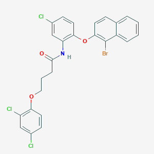 molecular formula C26H19BrCl3NO3 B388254 N-{2-[(1-bromonaphthalen-2-yl)oxy]-5-chlorophenyl}-4-(2,4-dichlorophenoxy)butanamide 