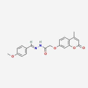molecular formula C20H18N2O5 B3882788 N'-(4-methoxybenzylidene)-2-[(4-methyl-2-oxo-2H-chromen-7-yl)oxy]acetohydrazide 