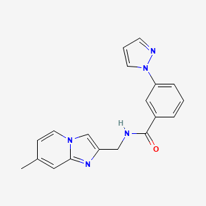 molecular formula C19H17N5O B3882816 N-[(7-methylimidazo[1,2-a]pyridin-2-yl)methyl]-3-(1H-pyrazol-1-yl)benzamide 