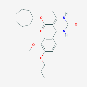 molecular formula C23H32N2O5 B388285 Cycloheptyl 4-(3-methoxy-4-propoxyphenyl)-6-methyl-2-oxo-1,2,3,4-tetrahydro-5-pyrimidinecarboxylate 