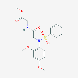 molecular formula C19H22N2O7S B388290 METHYL 2-{2-[N-(2,4-DIMETHOXYPHENYL)BENZENESULFONAMIDO]ACETAMIDO}ACETATE 
