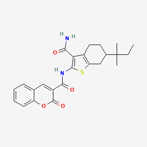 molecular formula C24H26N2O4S B3882915 N-[3-(aminocarbonyl)-6-(1,1-dimethylpropyl)-4,5,6,7-tetrahydro-1-benzothien-2-yl]-2-oxo-2H-chromene-3-carboxamide 