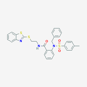 molecular formula C30H27N3O3S3 B388295 N-[2-(1,3-benzothiazol-2-ylsulfanyl)ethyl]-2-{benzyl[(4-methylphenyl)sulfonyl]amino}benzamide 