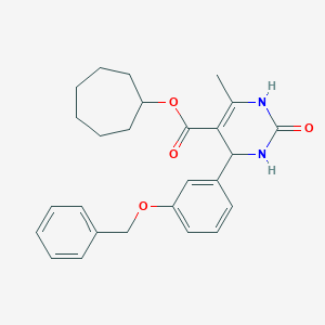 molecular formula C26H30N2O4 B388300 Cycloheptyl 4-[3-(benzyloxy)phenyl]-6-methyl-2-oxo-1,2,3,4-tetrahydropyrimidine-5-carboxylate 