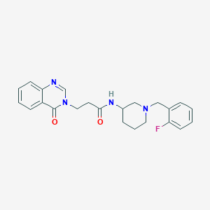 molecular formula C23H25FN4O2 B3883018 N-[1-(2-fluorobenzyl)-3-piperidinyl]-3-(4-oxo-3(4H)-quinazolinyl)propanamide 