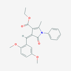 molecular formula C23H23NO5 B388304 ETHYL (4Z)-4-[(2,5-DIMETHOXYPHENYL)METHYLIDENE]-2-METHYL-5-OXO-1-PHENYL-4,5-DIHYDRO-1H-PYRROLE-3-CARBOXYLATE 