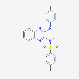 molecular formula C21H17FN4O2S B388305 N-[3-(4-fluoroanilino)quinoxalin-2-yl]-4-methylbenzenesulfonamide CAS No. 312289-94-4