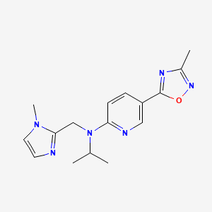 molecular formula C16H20N6O B3883053 N-[(1-methylimidazol-2-yl)methyl]-5-(3-methyl-1,2,4-oxadiazol-5-yl)-N-propan-2-ylpyridin-2-amine 