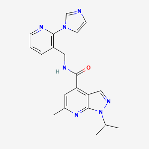 molecular formula C20H21N7O B3883132 N-{[2-(1H-imidazol-1-yl)pyridin-3-yl]methyl}-1-isopropyl-6-methyl-1H-pyrazolo[3,4-b]pyridine-4-carboxamide 