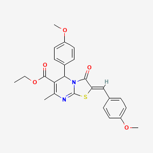 molecular formula C25H24N2O5S B3883147 ethyl 2-(4-methoxybenzylidene)-5-(4-methoxyphenyl)-7-methyl-3-oxo-2,3-dihydro-5H-[1,3]thiazolo[3,2-a]pyrimidine-6-carboxylate 