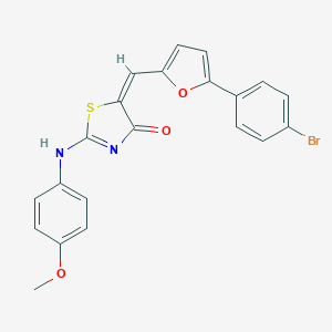 molecular formula C21H15BrN2O3S B388317 (5E)-5-[[5-(4-bromophenyl)furan-2-yl]methylidene]-2-(4-methoxyanilino)-1,3-thiazol-4-one 