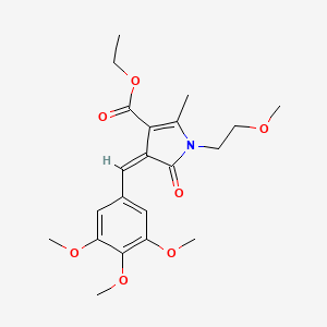 molecular formula C21H27NO7 B3883316 ETHYL (4Z)-1-(2-METHOXYETHYL)-2-METHYL-5-OXO-4-[(3,4,5-TRIMETHOXYPHENYL)METHYLIDENE]-4,5-DIHYDRO-1H-PYRROLE-3-CARBOXYLATE 