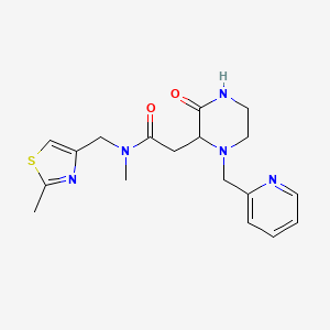 molecular formula C18H23N5O2S B3883321 N-methyl-N-[(2-methyl-1,3-thiazol-4-yl)methyl]-2-[3-oxo-1-(2-pyridinylmethyl)-2-piperazinyl]acetamide 