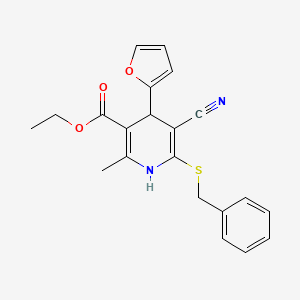 molecular formula C21H20N2O3S B3883340 ethyl 6-(benzylthio)-5-cyano-4-(2-furyl)-2-methyl-1,4-dihydro-3-pyridinecarboxylate 