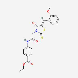 molecular formula C22H20N2O5S2 B3883458 Ethyl 4-(2-{5-[(2-methoxyphenyl)methylene]-4-oxo-2-thioxo-1,3-thiazolidin-3-yl}acetylamino)benzoate 