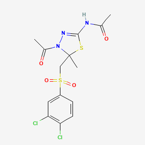 molecular formula C14H15Cl2N3O4S2 B3883492 N-[4-acetyl-5-[(3,4-dichlorophenyl)sulfonylmethyl]-5-methyl-1,3,4-thiadiazol-2-yl]acetamide 