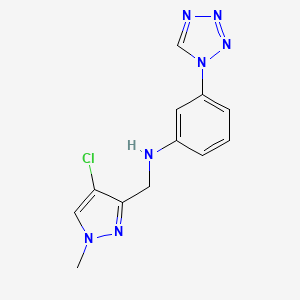 molecular formula C12H12ClN7 B3883526 N-[(4-chloro-1-methyl-1H-pyrazol-3-yl)methyl]-3-(1H-tetrazol-1-yl)aniline 