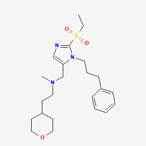 molecular formula C23H35N3O3S B3883568 N-{[2-(ethylsulfonyl)-1-(3-phenylpropyl)-1H-imidazol-5-yl]methyl}-N-methyl-2-(tetrahydro-2H-pyran-4-yl)ethanamine 