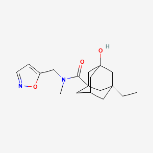 molecular formula C18H26N2O3 B3883584 3-ethyl-5-hydroxy-N-(isoxazol-5-ylmethyl)-N-methyladamantane-1-carboxamide 